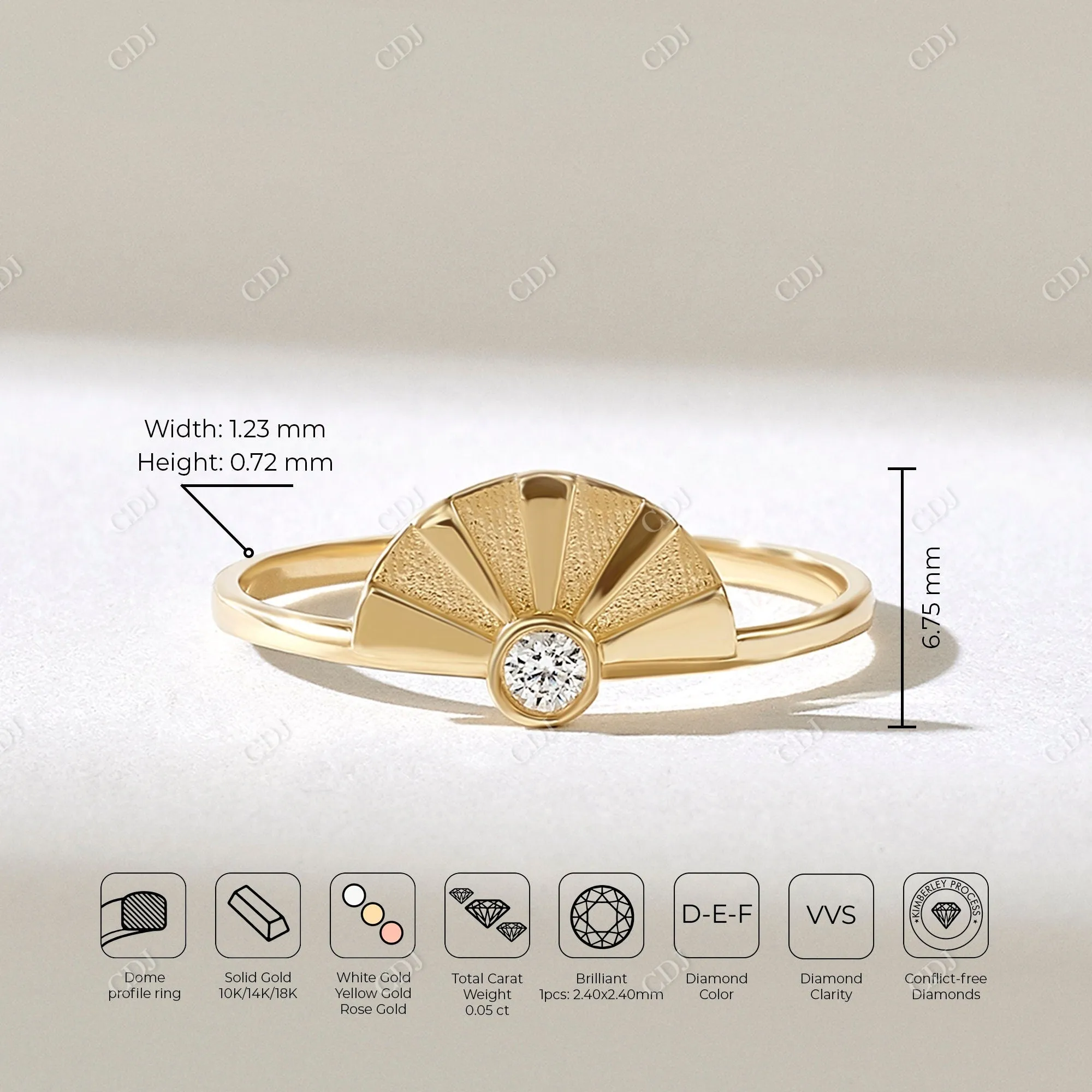 0.05CT Round Natural Diamond Antique Sunshine Ring