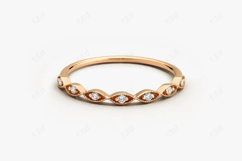 0.07CTW Lab Grown Diamond Milgrain Wedding Band