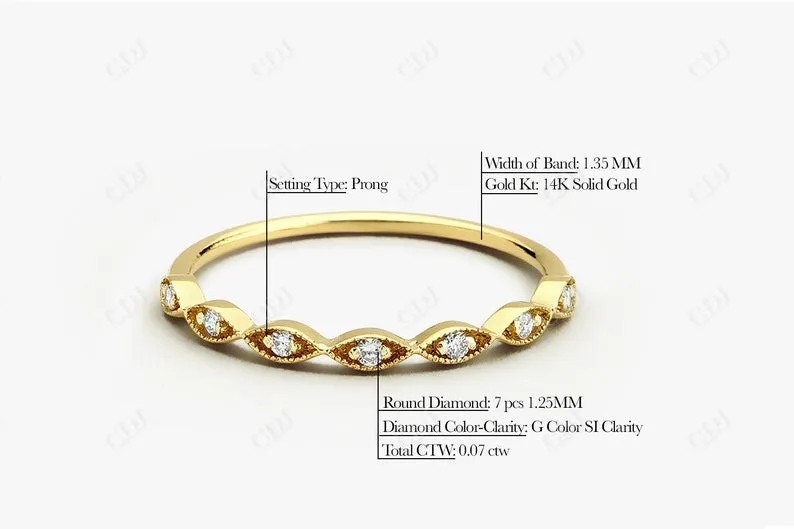 0.07CTW Lab Grown Diamond Milgrain Wedding Band