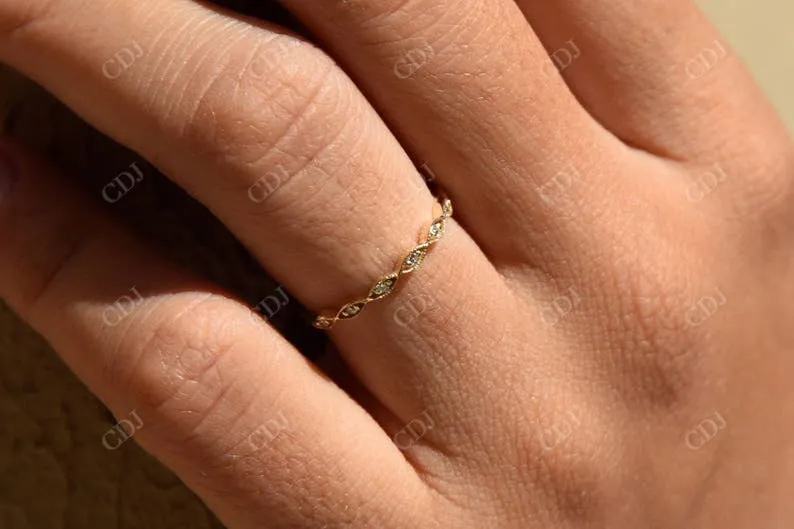 0.07CTW Lab Grown Diamond Milgrain Wedding Band