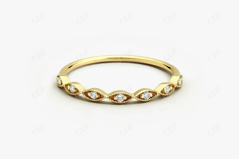 0.07CTW Lab Grown Diamond Milgrain Wedding Band