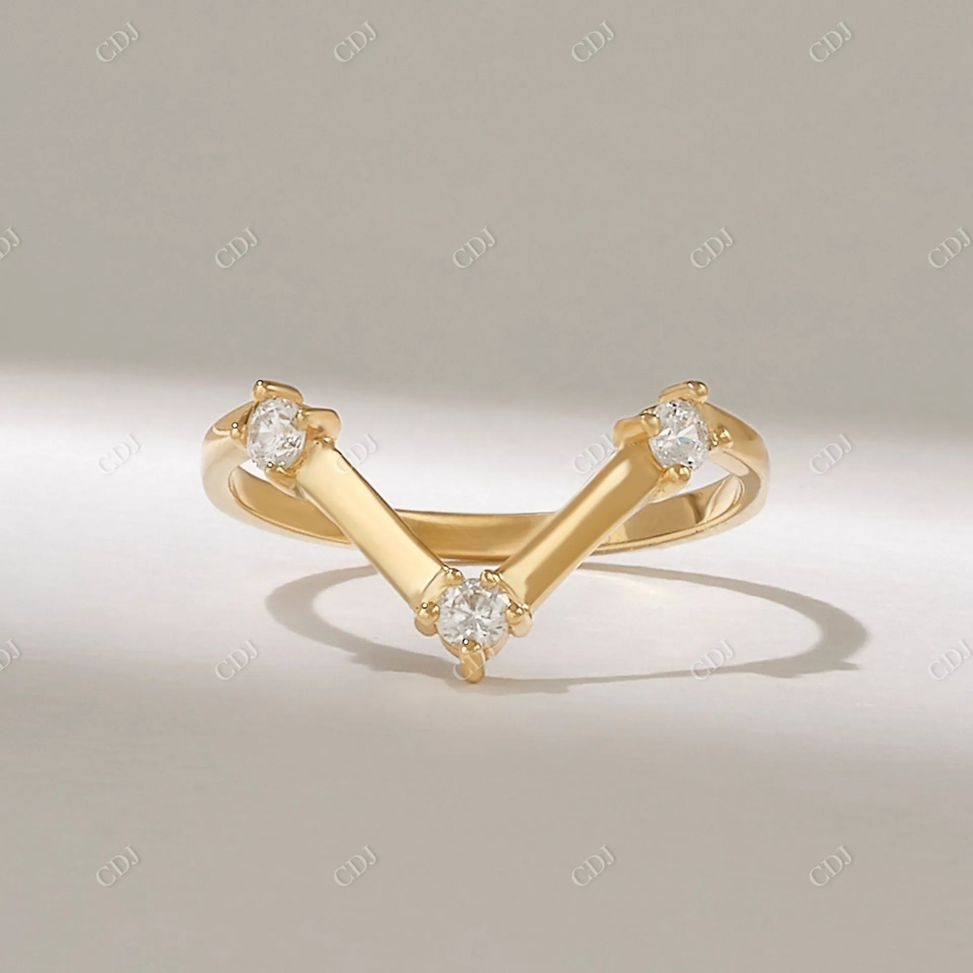 0.18CTW Three Stone Lab Grown Diamond Chevron Ring