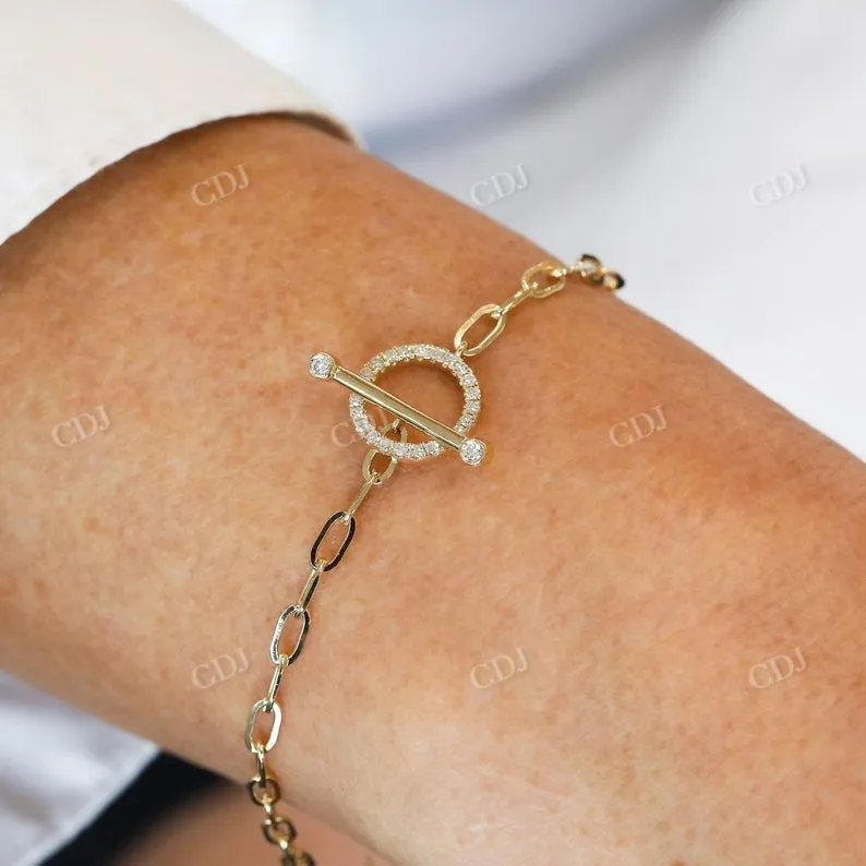 0.21CT Open Circle Toggle Clip Link Natural Diamond Bracelet