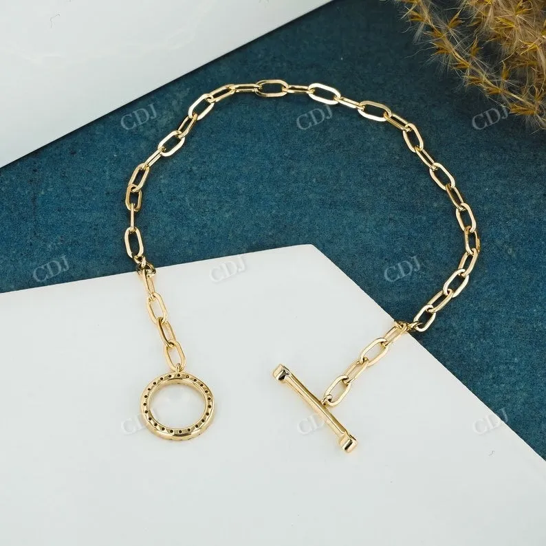 0.21CT Open Circle Toggle Clip Link Natural Diamond Bracelet