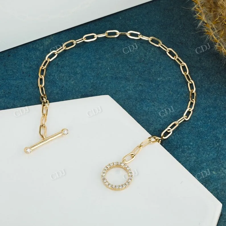 0.21CT Open Circle Toggle Clip Link Natural Diamond Bracelet