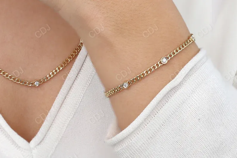 0.21CTW Moissanite Link Chain Diamond Bracelet
