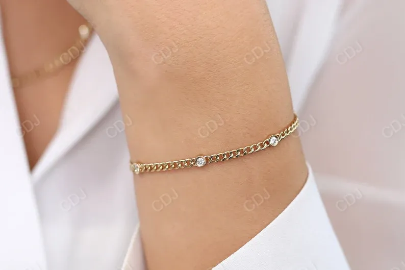 0.21CTW Moissanite Link Chain Diamond Bracelet