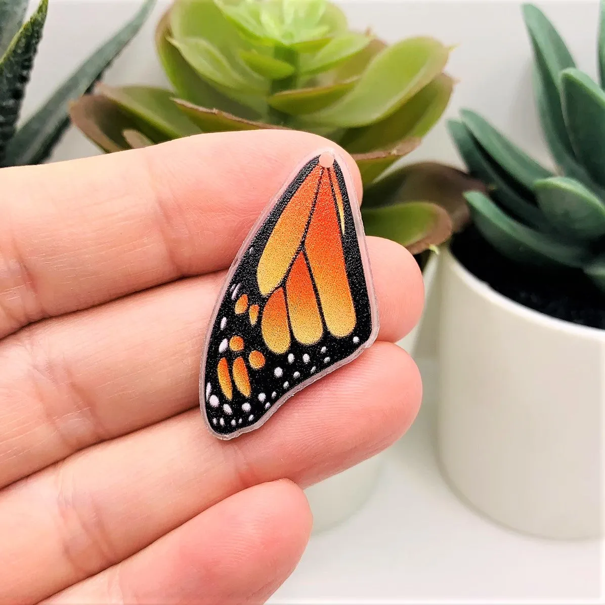 1, 4 or 20 Pieces: Acrylic Monarch Butterfly Wing Charms