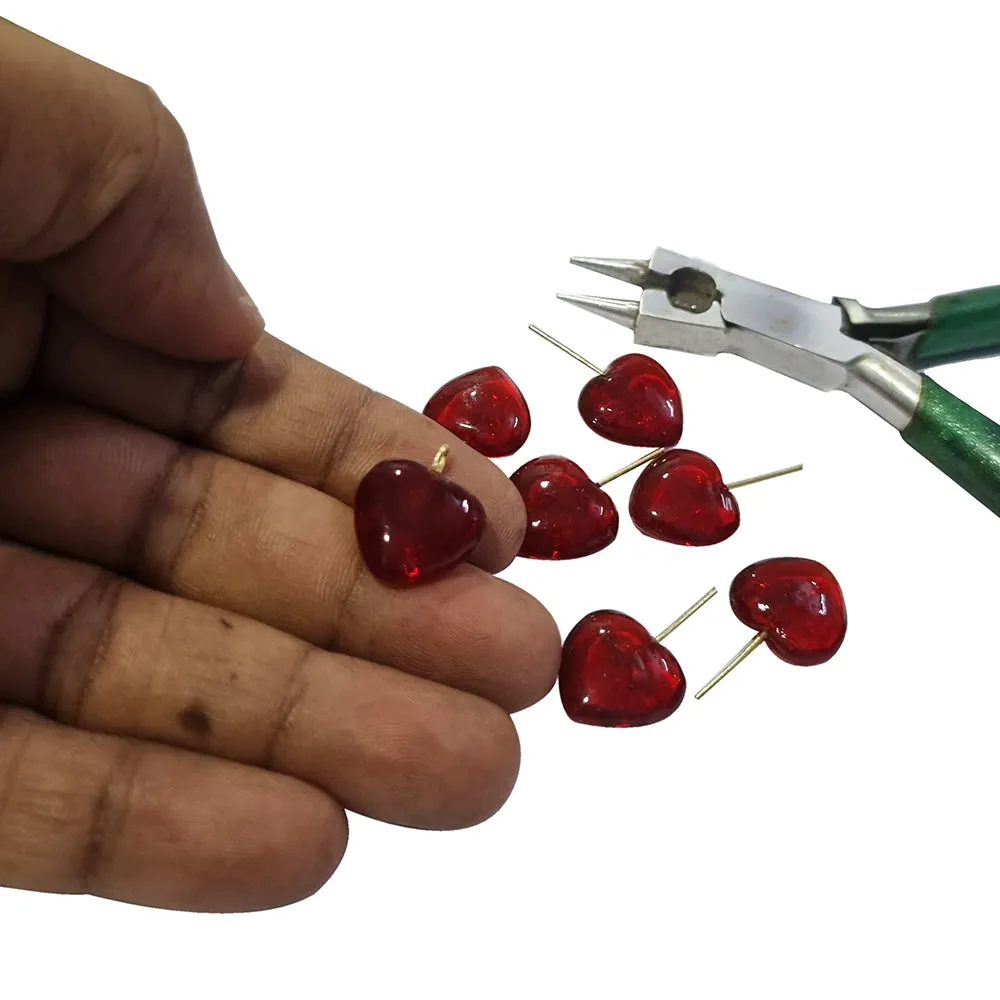 10 Pcs Pkg. Red Glass Charms for jewelry making in size about 15mm