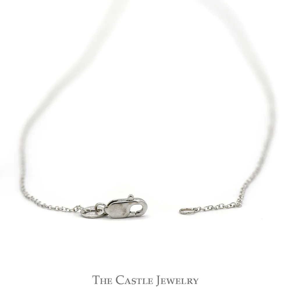 .10ct Diamond Solitaire Pendant on 21 inch 14k White Gold Chain