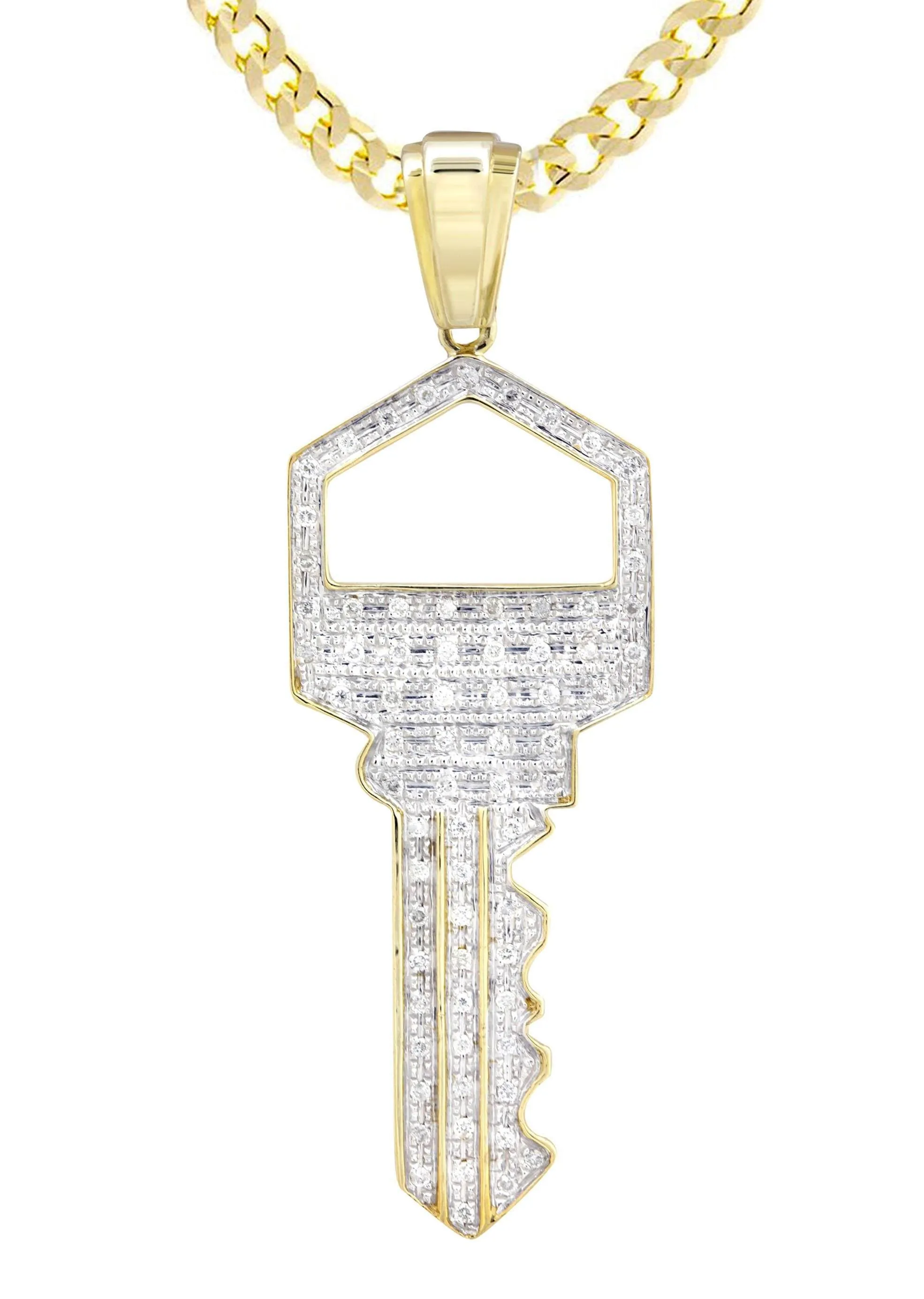 10K Yellow Gold Key Diamond Necklace  | 0.45 Carats