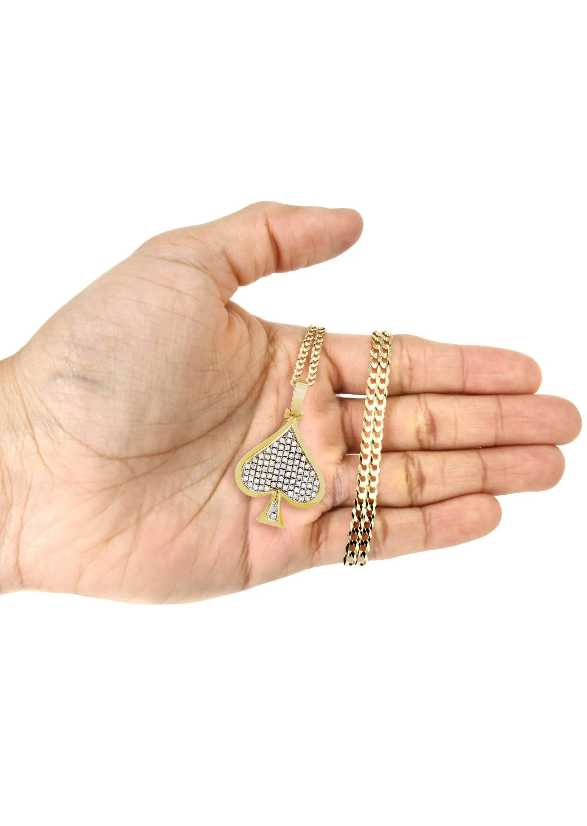 10K Yellow Gold Spades Diamond Necklace  | 0.57 Carats