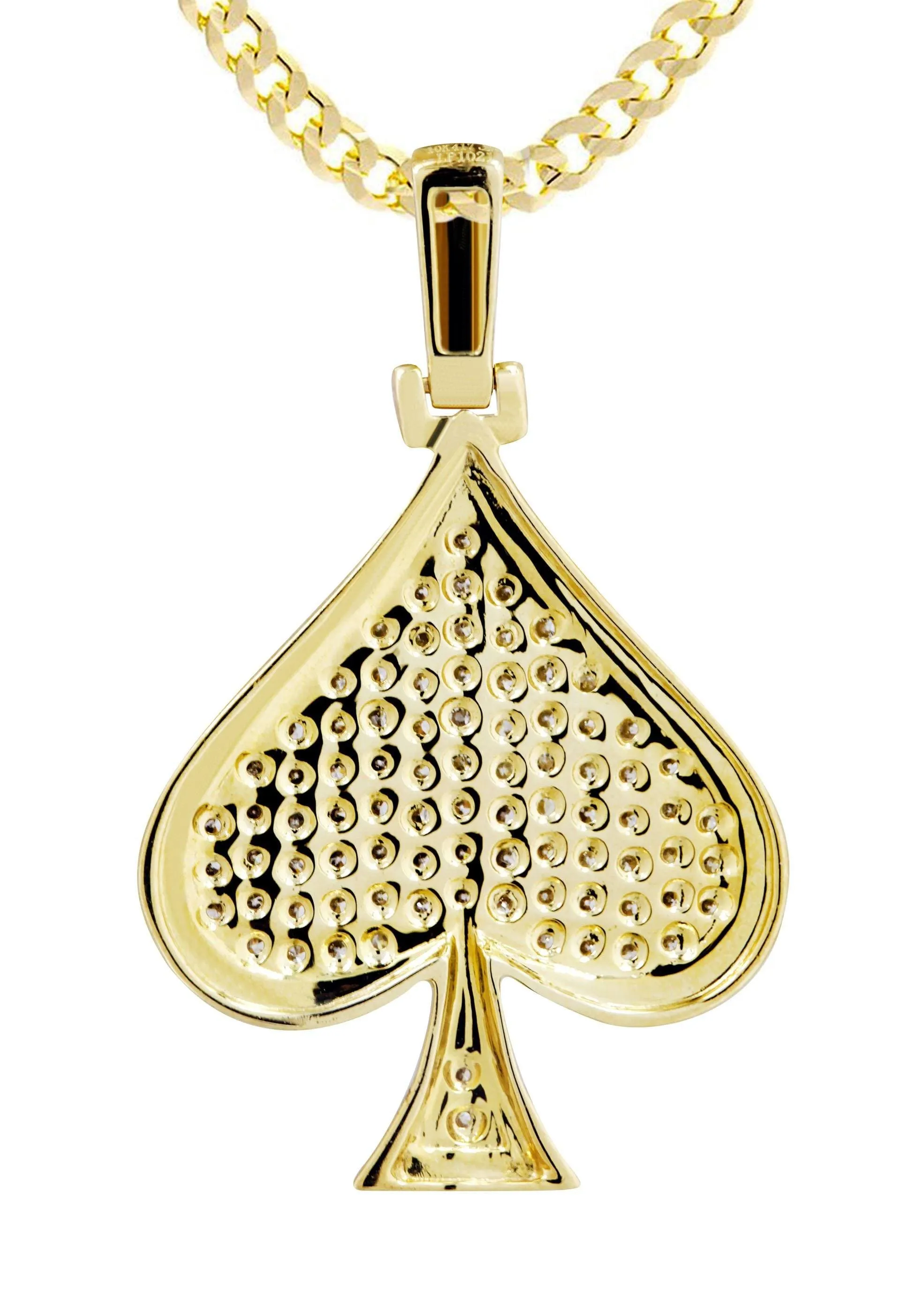 10K Yellow Gold Spades Diamond Necklace  | 0.57 Carats