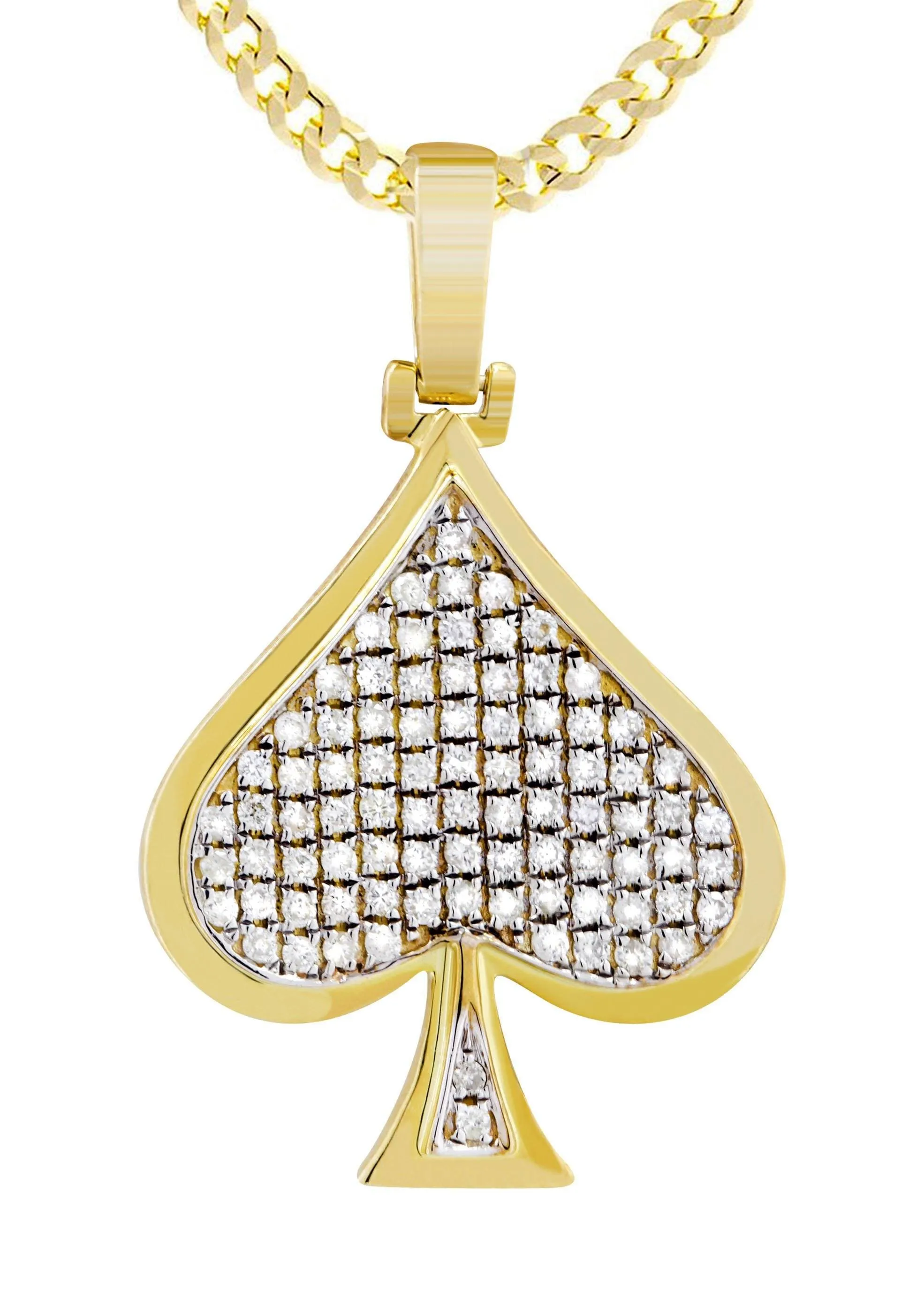 10K Yellow Gold Spades Diamond Necklace  | 0.57 Carats