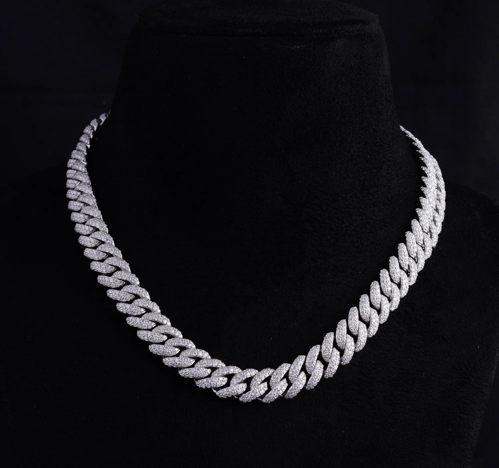 12MM 925 Silver and VVS Lab Grown Diamond Cuban Chain (STOCK)