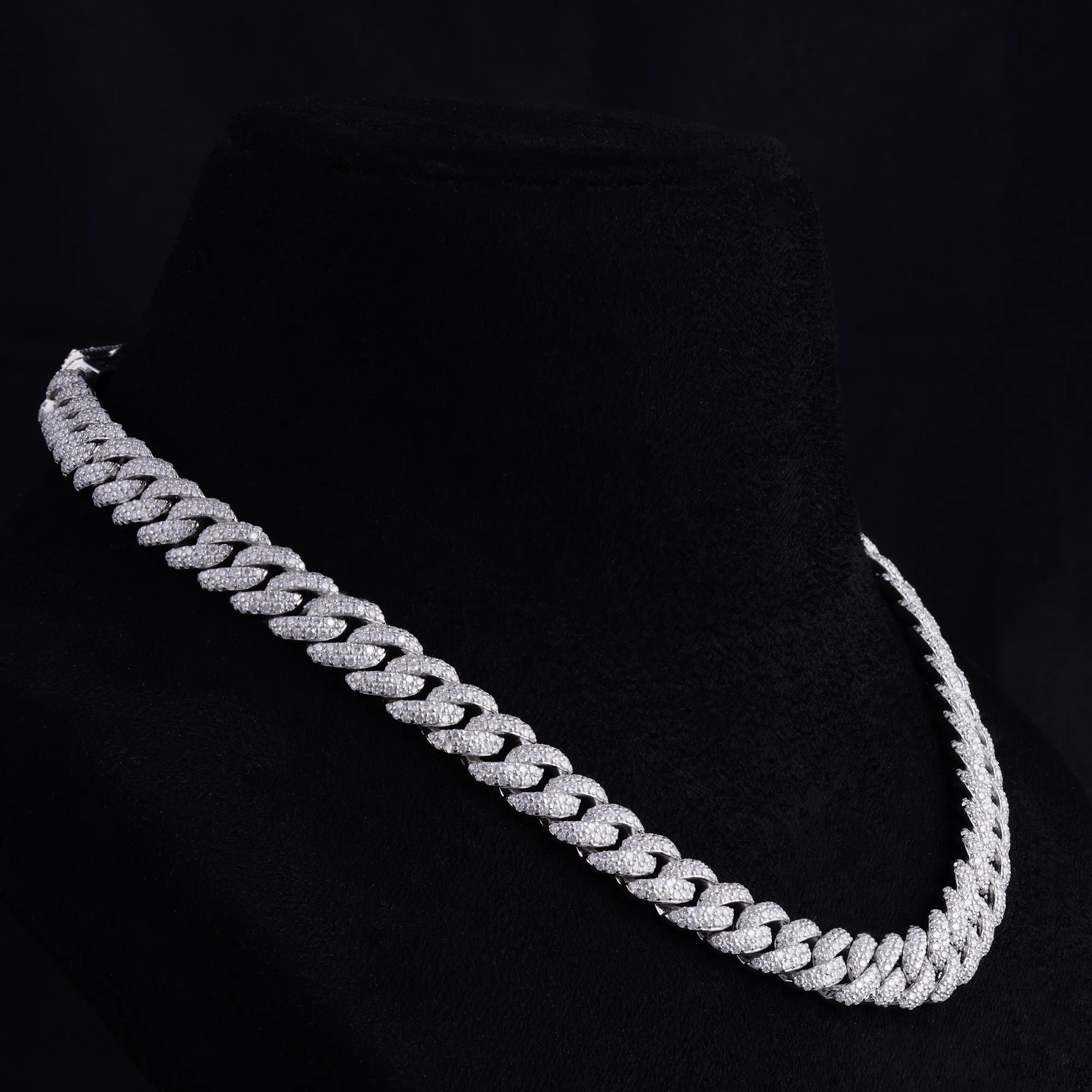 12MM 925 Silver and VVS Lab Grown Diamond Cuban Chain (STOCK)
