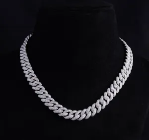 12MM 925 Silver and VVS Lab Grown Diamond Cuban Chain (STOCK)