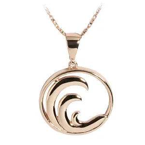 14K Pink Gold Wave in Circle Pendant (Chain Sold Separately)