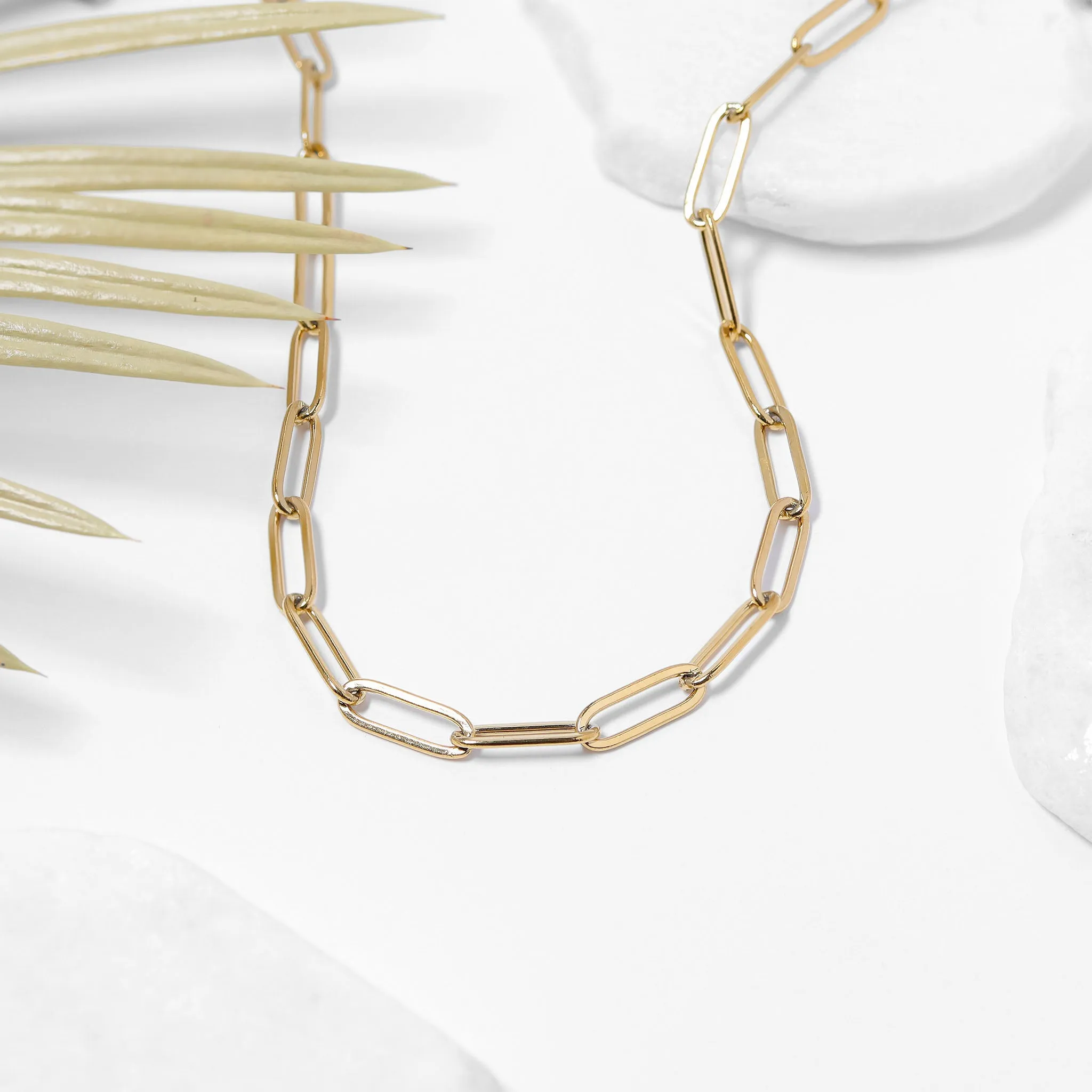 18K Gold PVD Stainless Steel Paperclip Chain - By The Foot / SPL1014