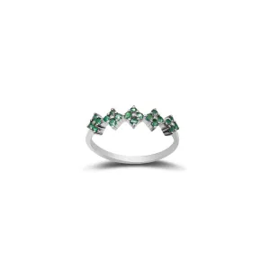 18k Gold Square Pattern Emerald Ring