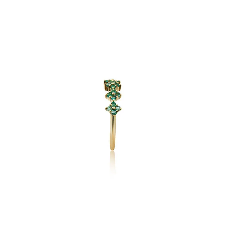 18k Gold Square Pattern Emerald Ring