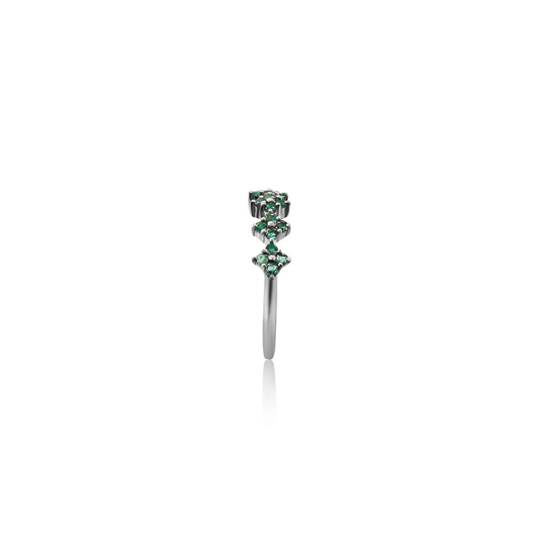 18k Gold Square Pattern Emerald Ring