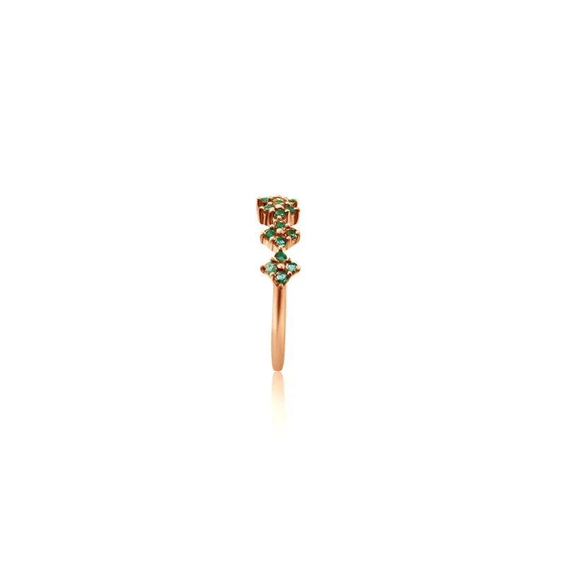 18k Gold Square Pattern Emerald Ring