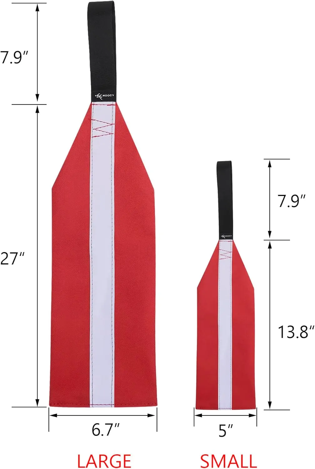 (2 Pack) Large Red Flag for Truck Loads, Kayak Boat Bicycle Travel Safety Tow Flag- 6.7"W x 27"L