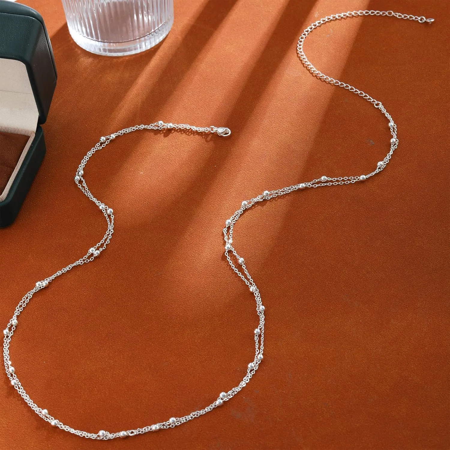 2PCS 14K Gold Plated Waist Chain Layered Pearl Cuban Beaded Satellite Figaro Belly Body Chain Boho Beach Waist Chains For Women Adjustable Waterproof Sexy Bikini Body Chain Jewelry For Women