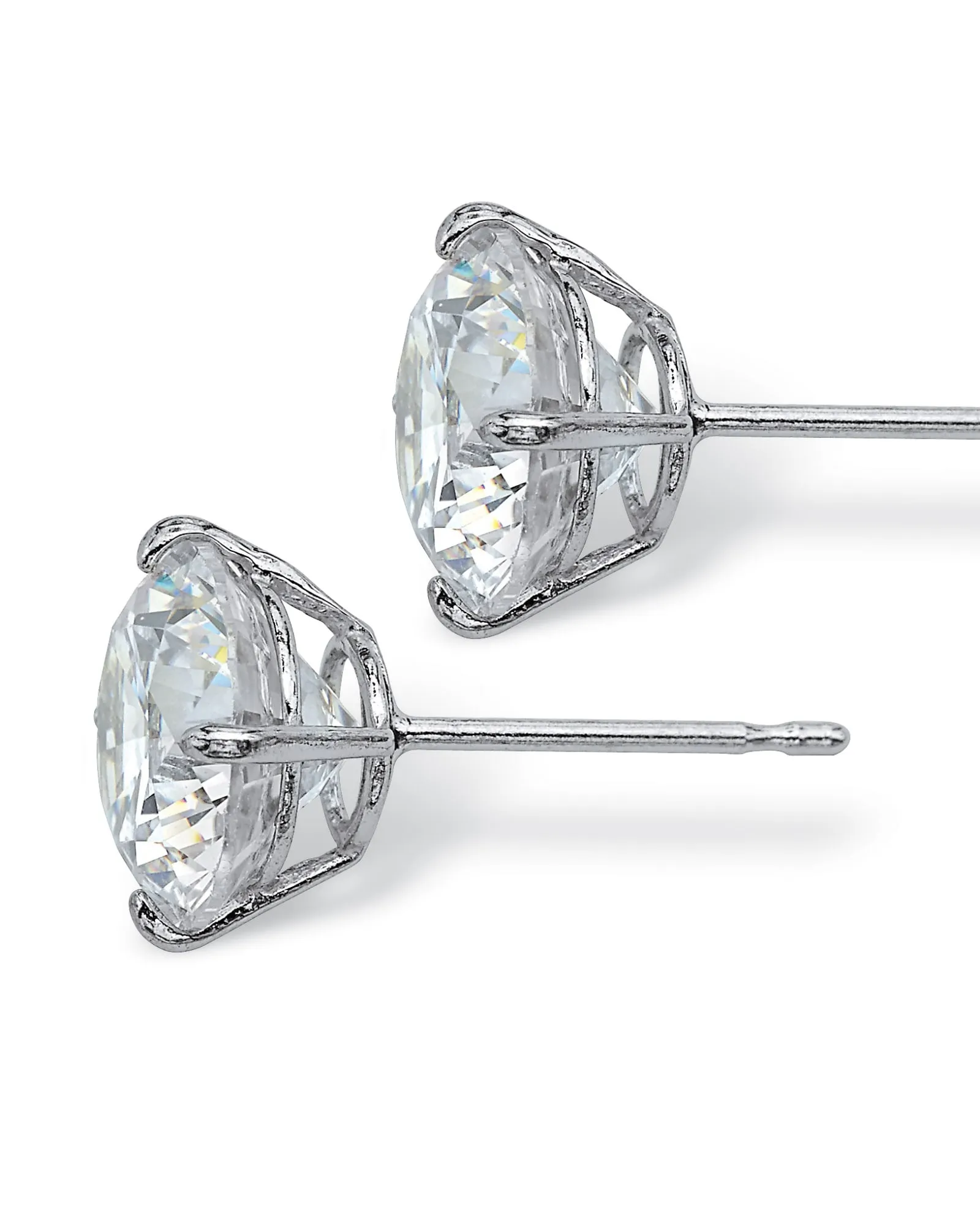 3 TCW Round Cubic Zirconia 10k White Gold Stud Earrings | White