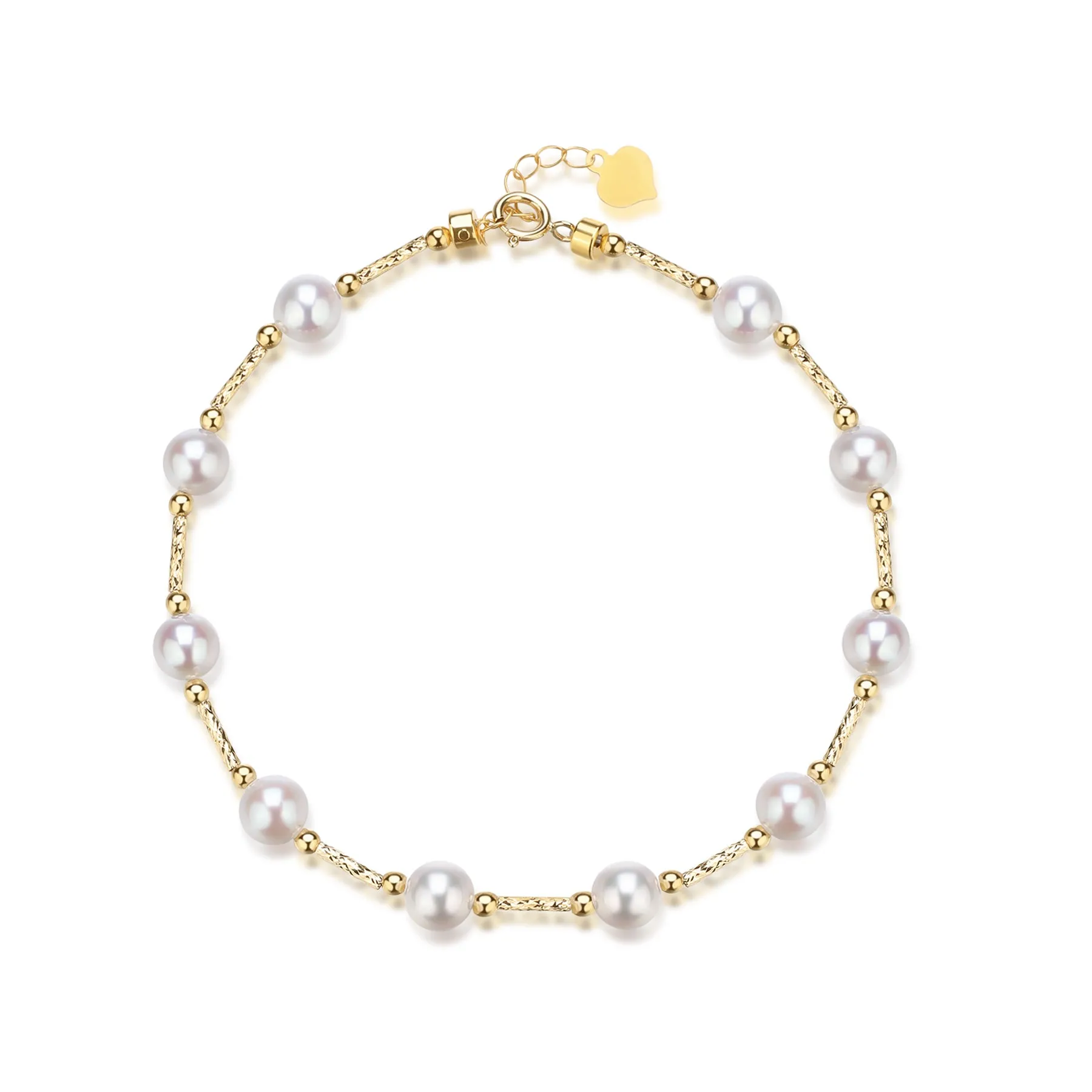 6-7mm Freshwater Pearl Tincup Bracelet 18K Gold