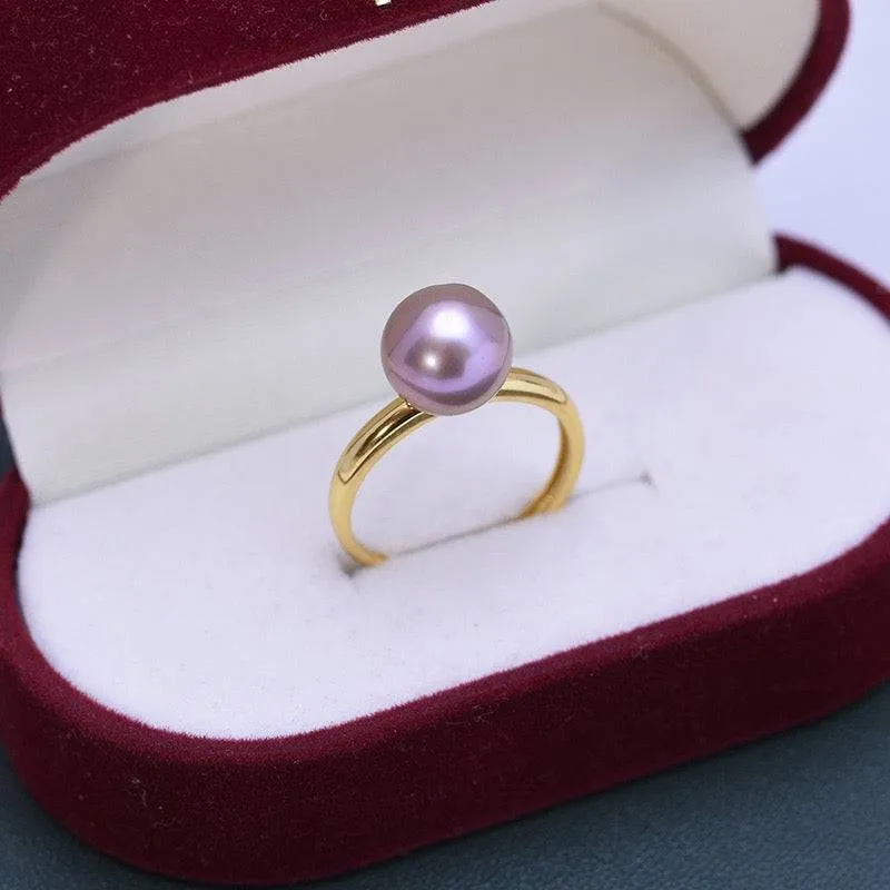9-10mm Purple Freshwater Pearl & Modern Ring