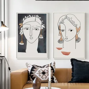 Abstract Vintage Portrait  Canvas Art Prints