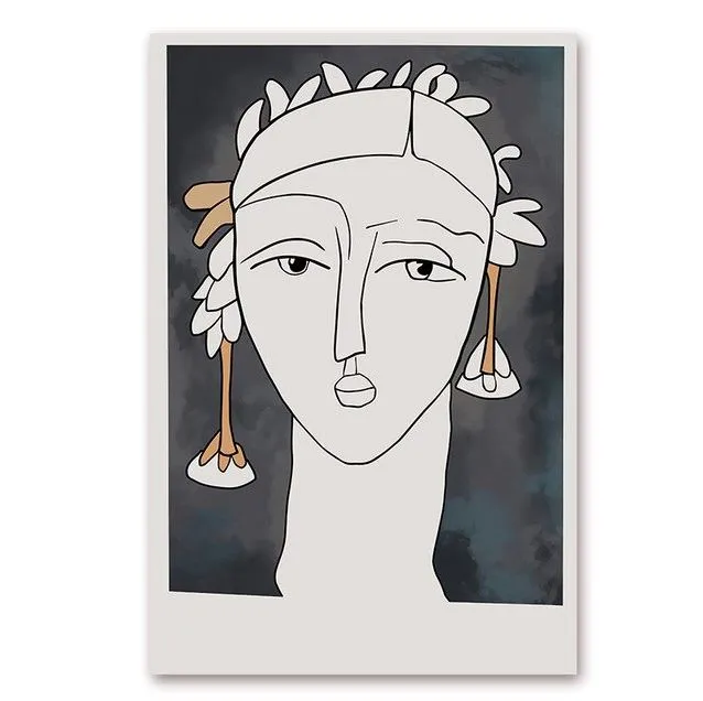 Abstract Vintage Portrait  Canvas Art Prints