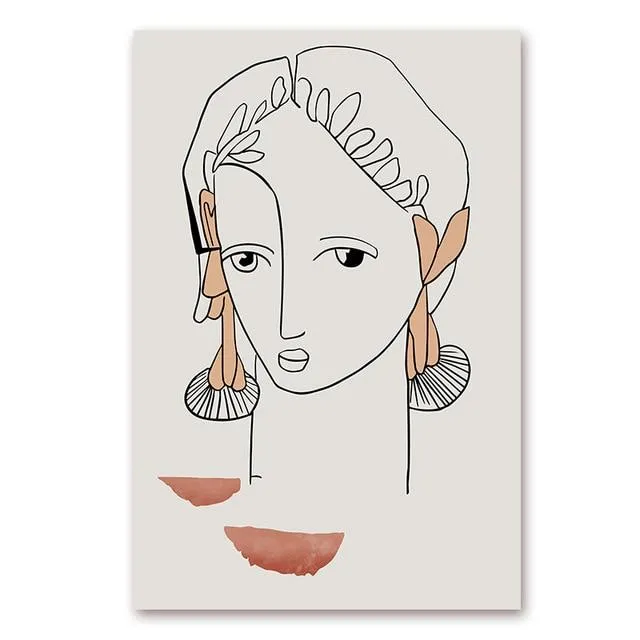 Abstract Vintage Portrait  Canvas Art Prints