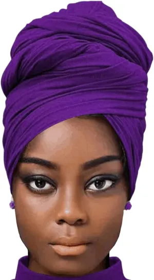 African Scarfs for Women Head Wraps Stretch Turbans Jersey Bun Styles Headbands for High Ponytails