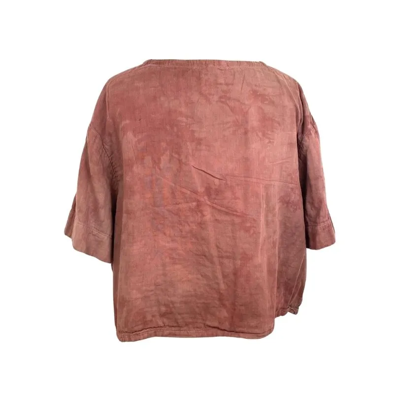 Allyn Boxy Tee in Burgundy Cotton Double Gauze