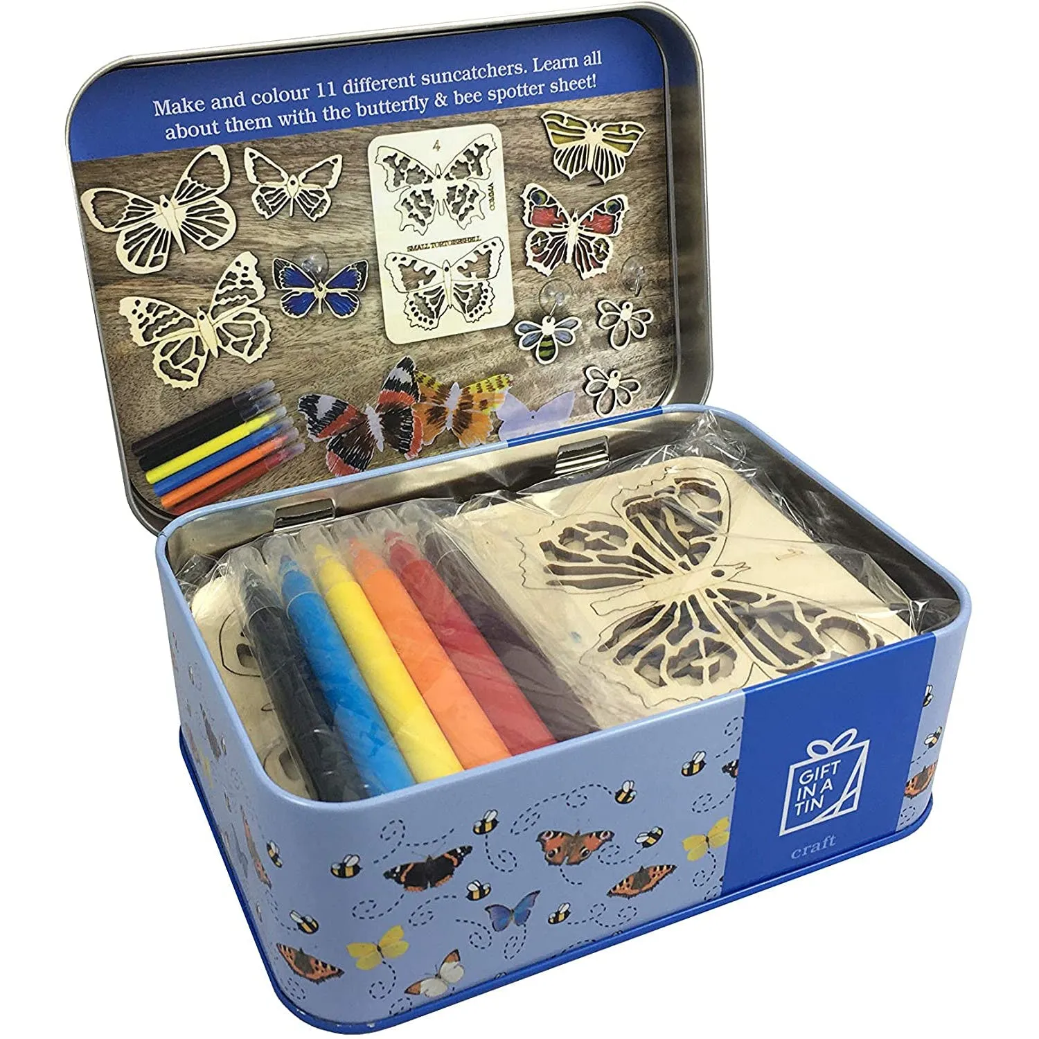Apples To Pears Gift In A Tin Butterflies & Bees Suncatcher Kit