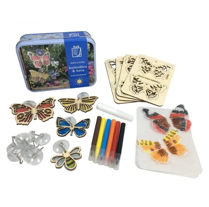 Apples To Pears Gift In A Tin Butterflies & Bees Suncatcher Kit