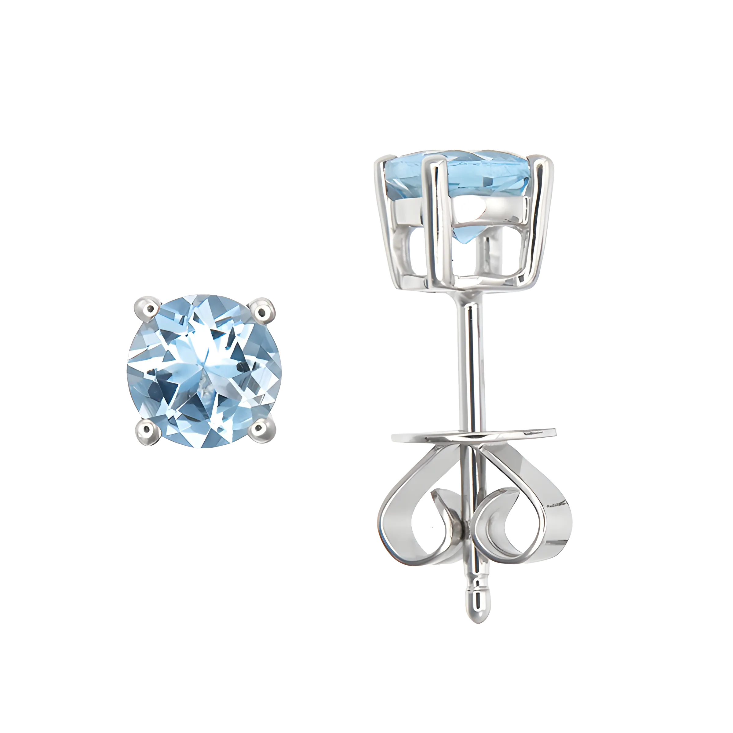 Aquamarine Stud Earrings in 18k White Gold