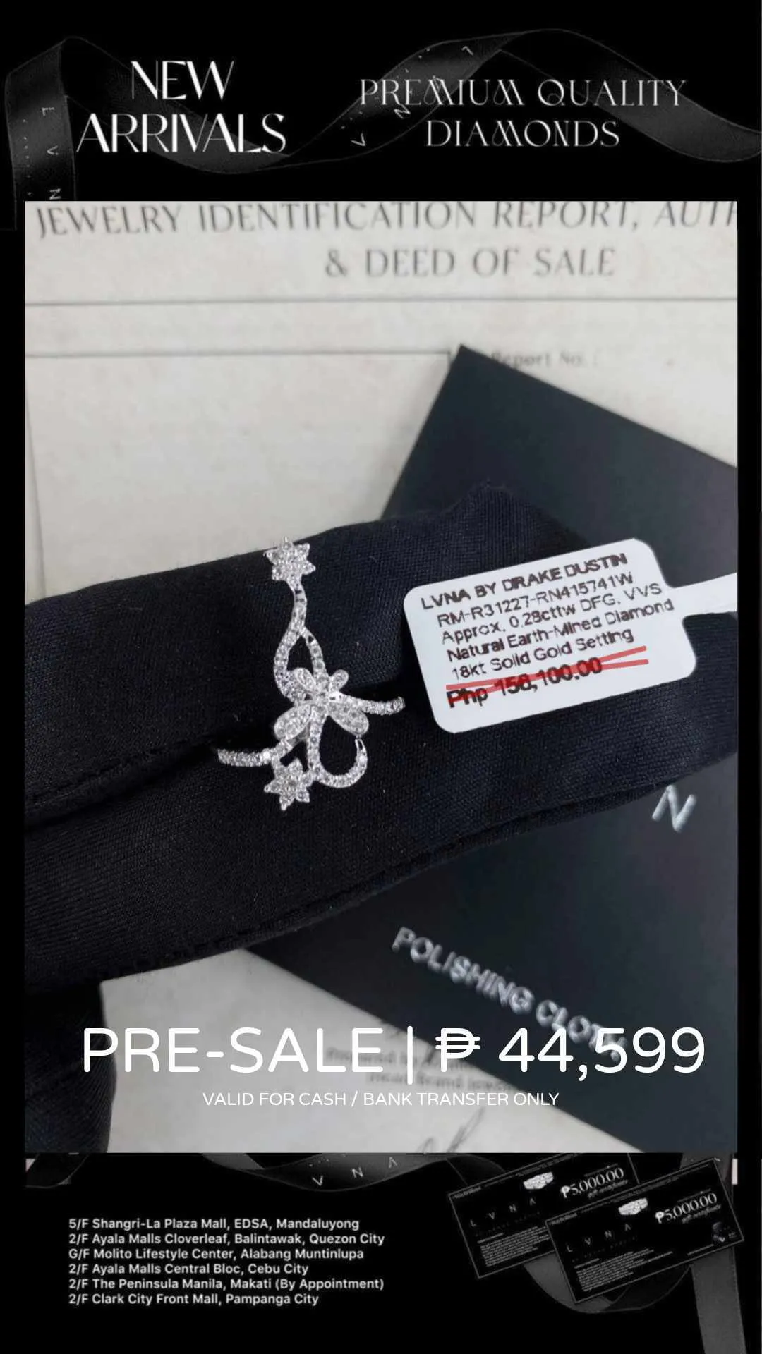 #BA32 | Ribbon Star Drop Diamond Ring 18kt
