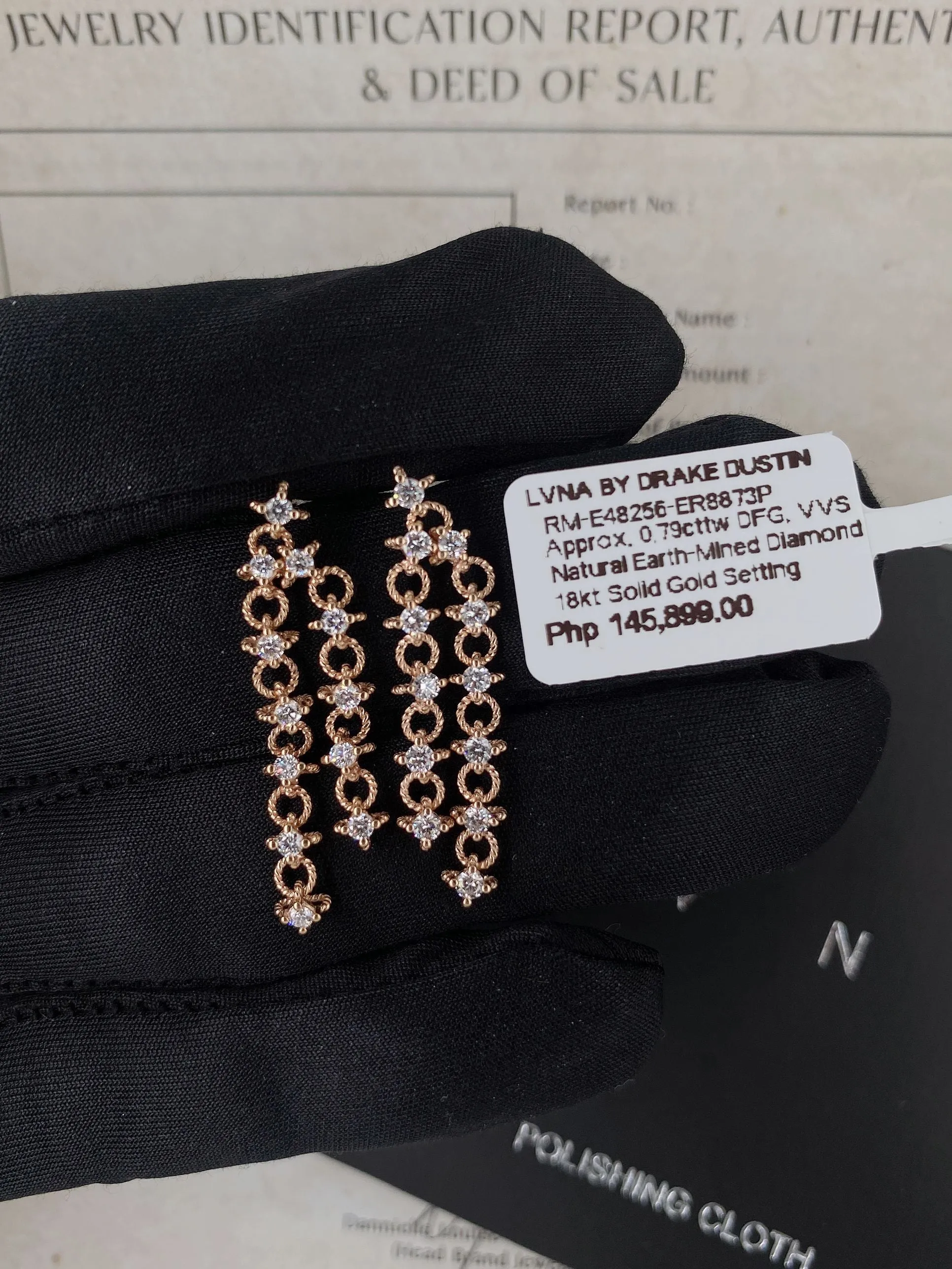 #BA48 | Rose Charm Knot Drop Dangling Diamond Earrings 18kt