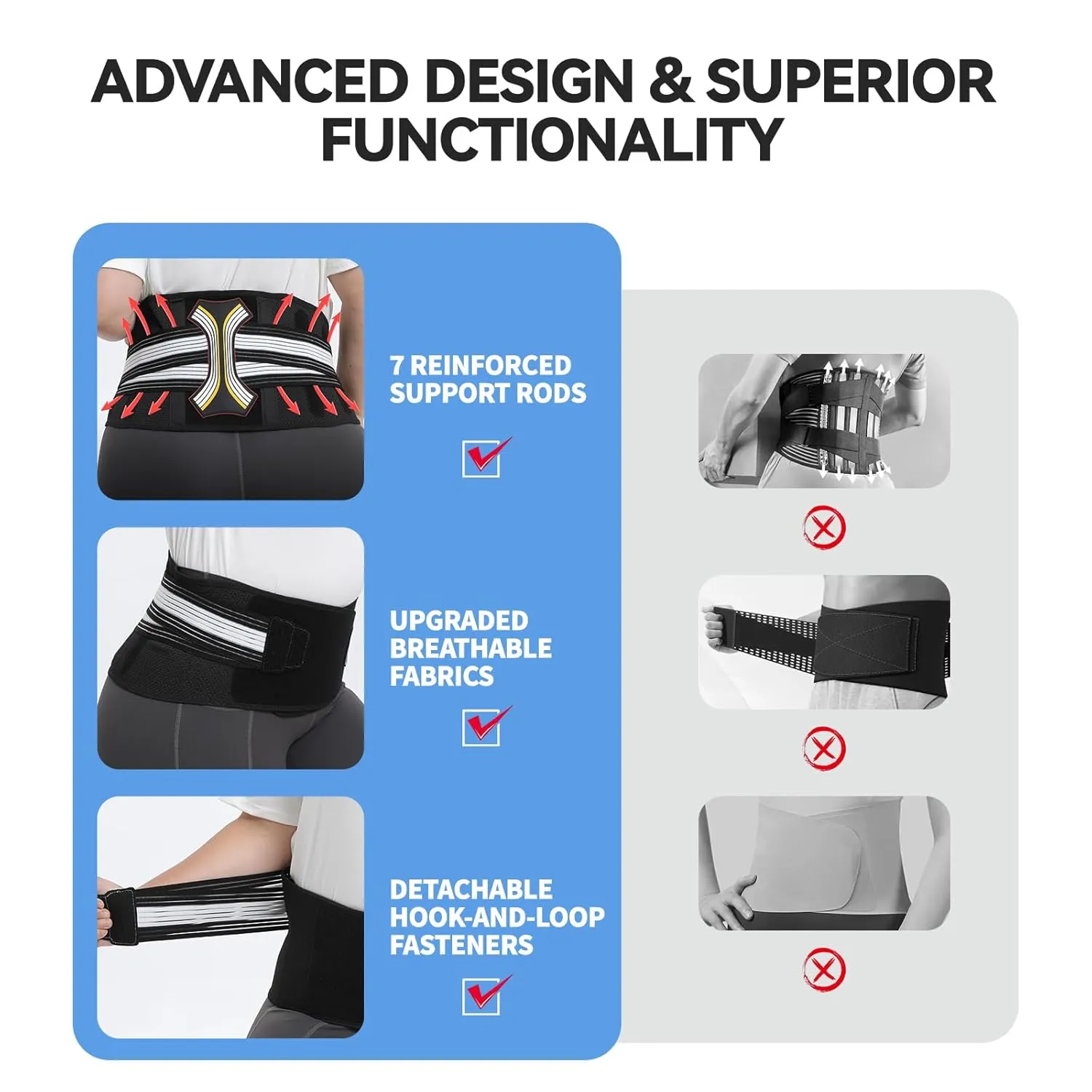 Back Brace for Lower Back Pain, Decompression Lumbar Support Belt with 3D Lumbar Pad for Men/Women Pain Relief from Sciatica, Herniated Disc, Scoliosis, 4XL (Waist: 58"- 60")