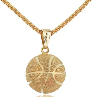 Basketball Pendant Gold Silver Stainless Steel Chain Sports Necklace Hip-hop Jewelry Basketball Fans Gift