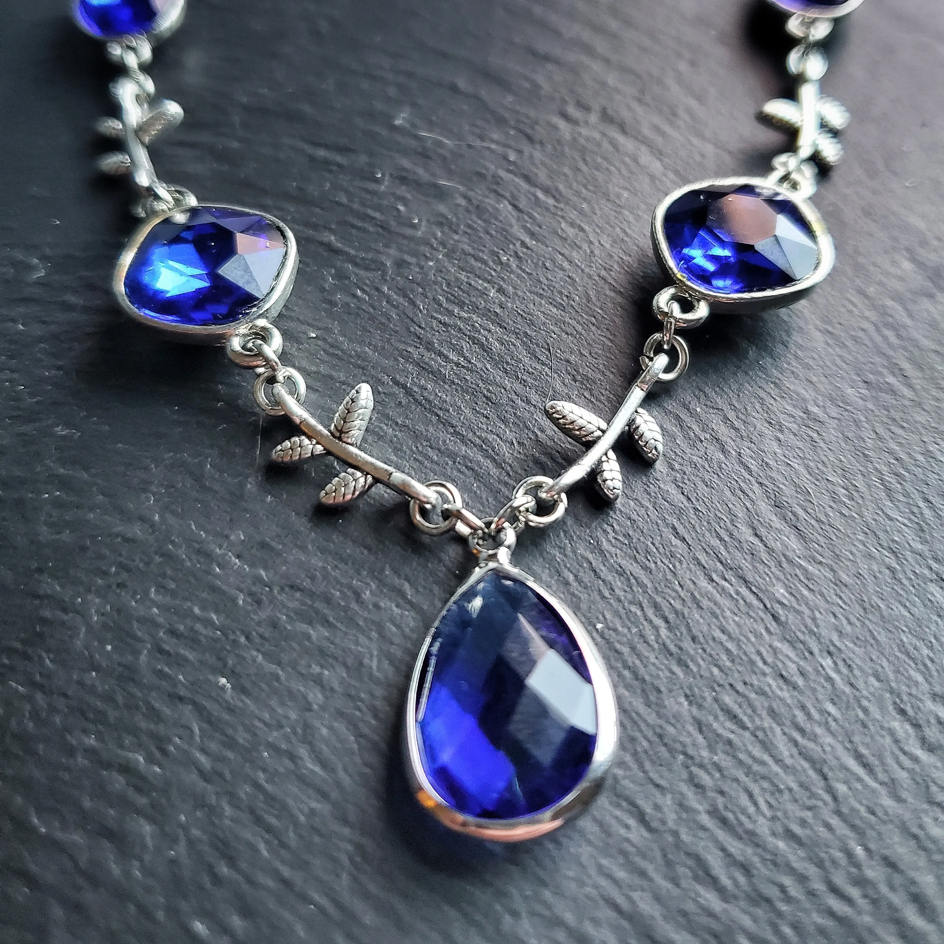 Bejeweled Vine Necklace in Green, Blue or Black