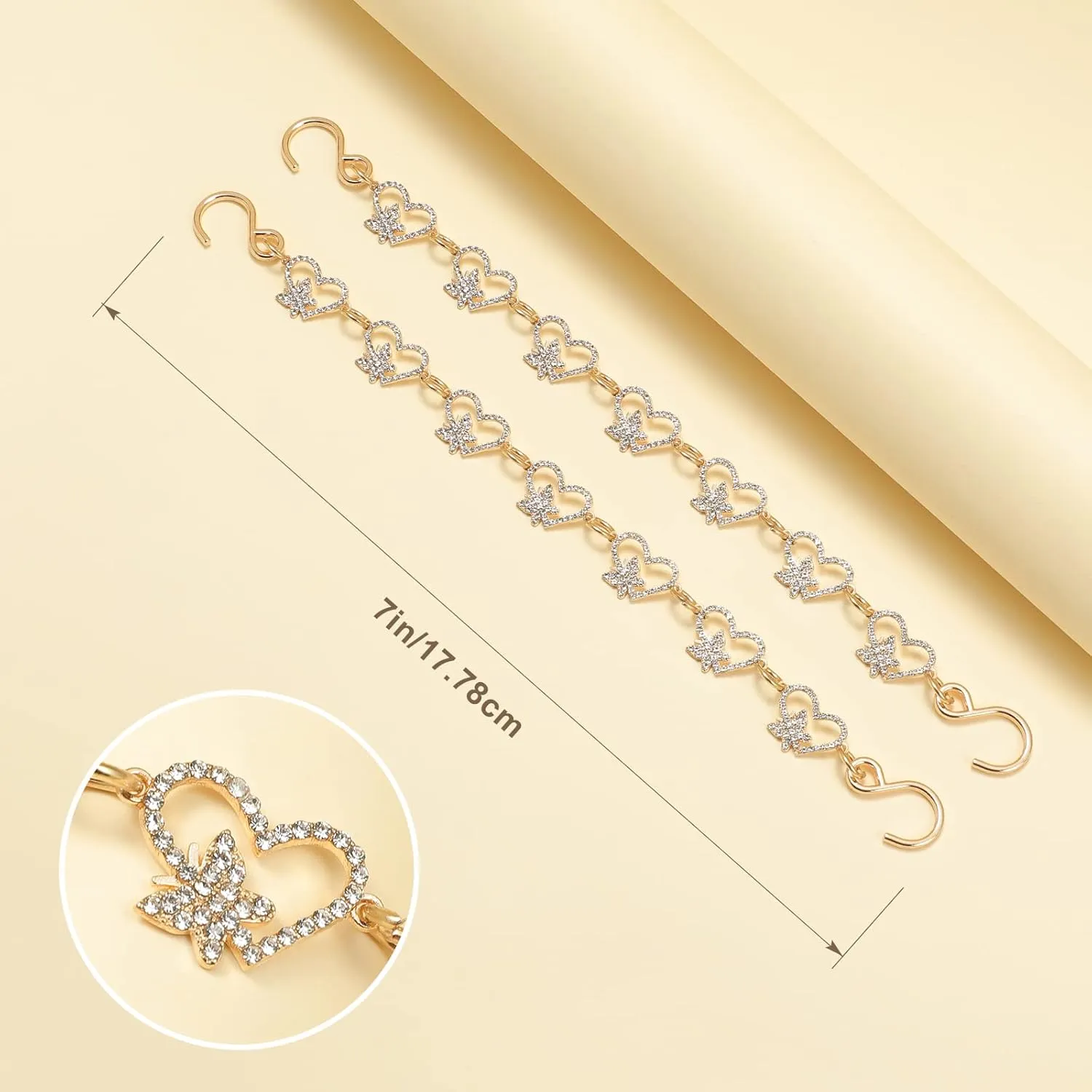 Blings Shoe Charms for Women, 10Pcs Jewelry Charms Accessories, Pair of LOVE Heart Shoe Chains for Girls, 8Pcs Sparkling Rrhinestone Shoes Decors for Party, Birthday Gift