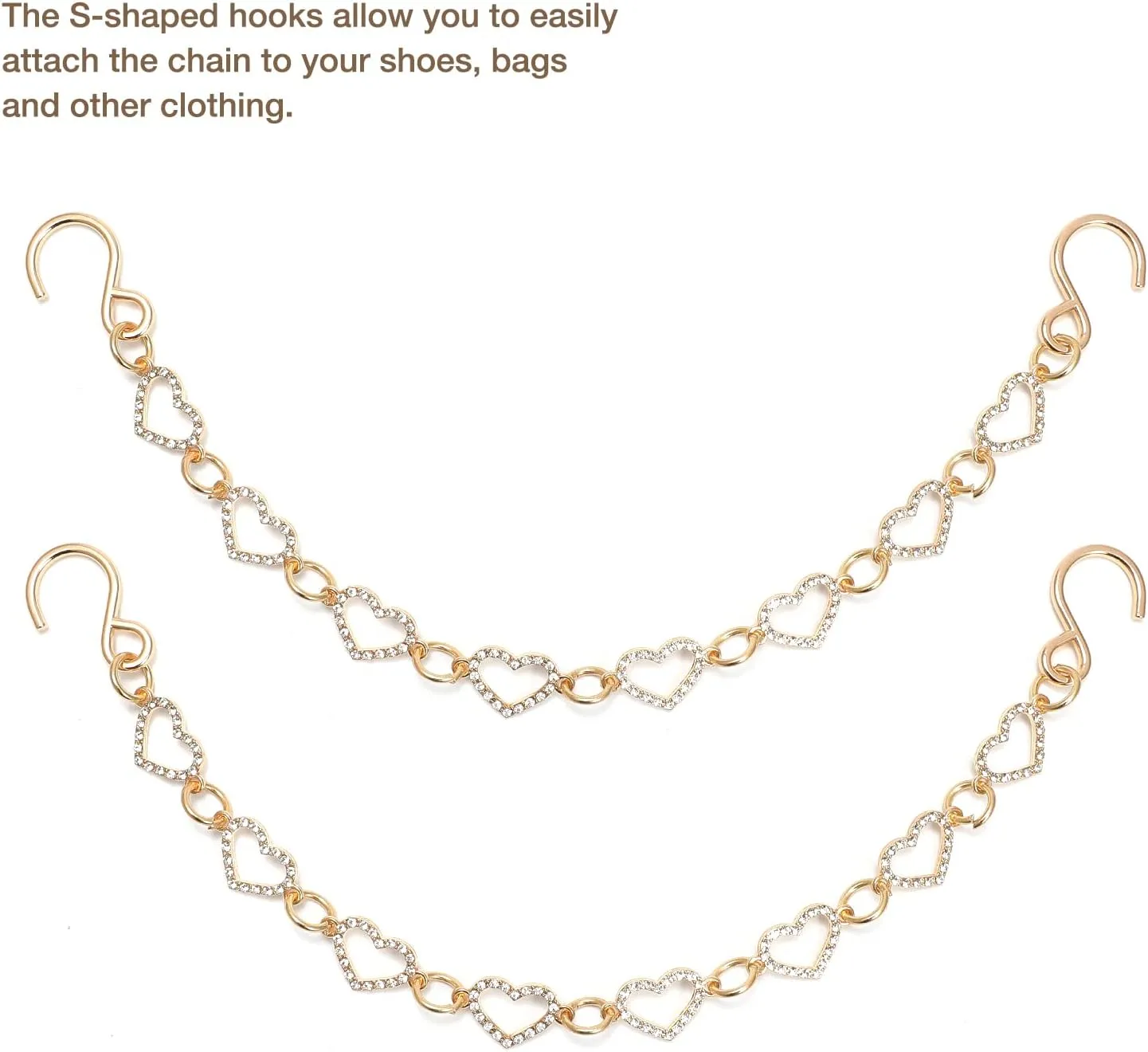 Blings Shoe Charms for Women, 10Pcs Jewelry Charms Accessories, Pair of LOVE Heart Shoe Chains for Girls, 8Pcs Sparkling Rrhinestone Shoes Decors for Party, Birthday Gift
