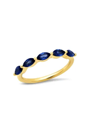 Blue Sapphire Marquise Half Eternity Band