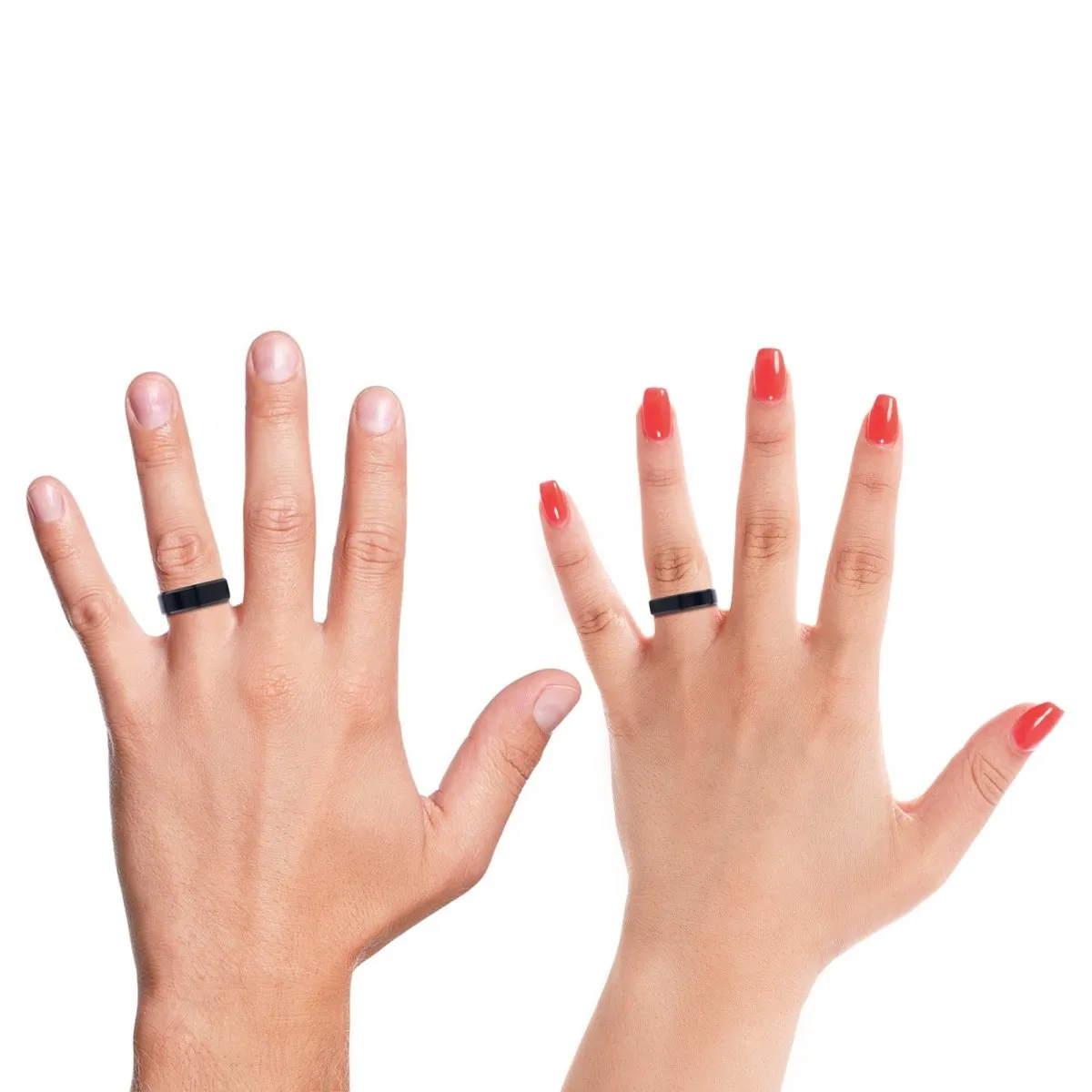 BRADLEY | Blue & Yellow/Orange Wood, Black Tungsten Ring, Brushed, Beveled