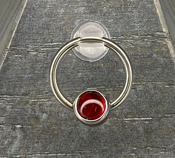 Captive Bead with Red Paua Shell